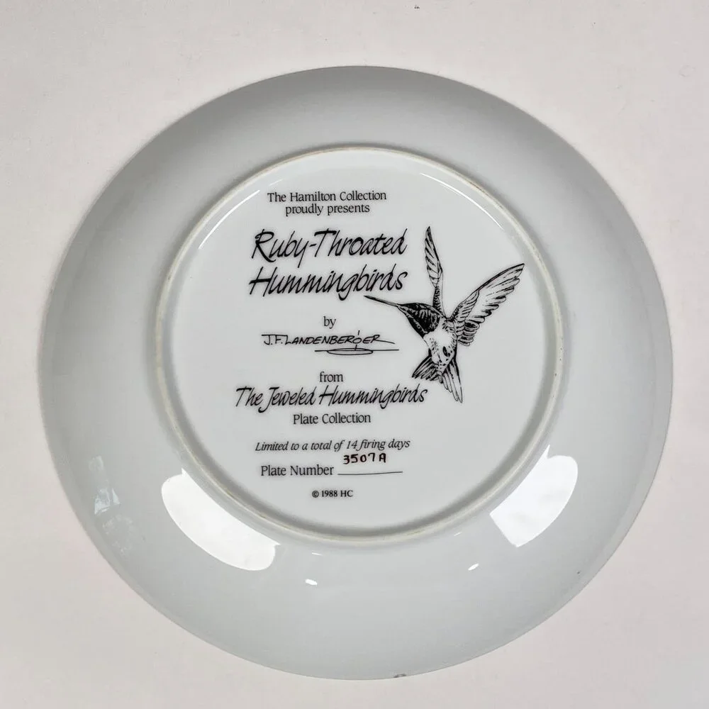 Ruby Throated Hummingbirds Decorative Plate Landenberger 1988 Collectible 3507A